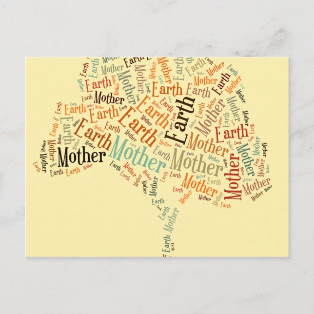 Mother Earth Word Cloud in Shape of Tree Postcard (Front)
