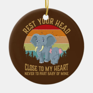 Mother Elephant and Dumbo rest  Ceramic Tree Decoration