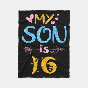 Mother father mom dad happy birthday son is 16 fleece blanket