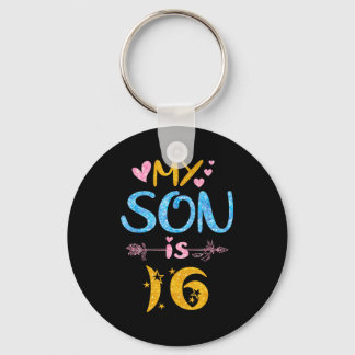Mother father mom dad happy birthday son is 16 key ring
