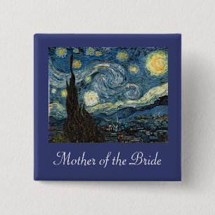 Mother/father of the bride/groom Starry Night 15 Cm Square Badge