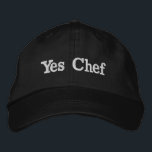 Mother Figure Gift for Dad Meme Funny Christmas Embroidered Hat<br><div class="desc">Yes Chef baseball dad hat,  student cook embroidered ball cap,  Christmas gift for mum birthday,  custom colour embroidery funny humour,  sarcastic joke adjustable for home,  student line sous kitchen baker,  young culinary arts pastry maker,  son daughter girl boy wife,  from husband food foodie influencer,  meme humour him her minimalist</div>