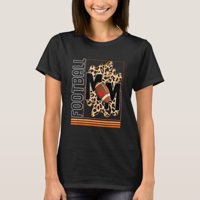 Mother Football Soccer Mom Leopard Game Day Mom Ba T-Shirt (Front)