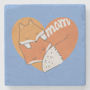 Mother Fox and Baby Fox Love Stone Coaster
