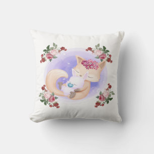 Mother Fox Hug Baby Bunny Rabbit Cushion