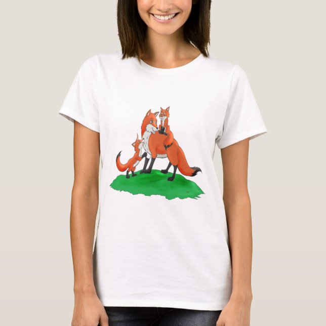 Mother Fox with Babies Gift Items T-Shirt (Front)