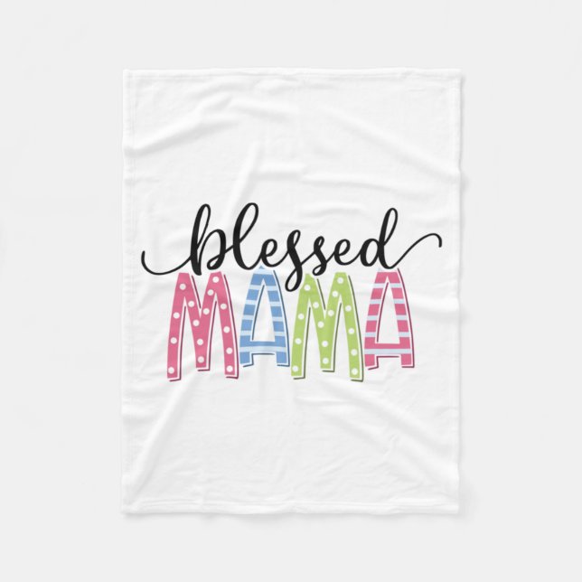 Mother Gift Blessed Mama Fleece Blanket (Front)