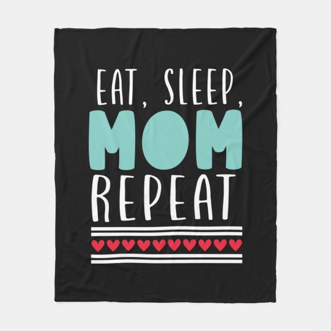 Mother Gift Eat Sleep Mum Repeat Fleece Blanket (Front)