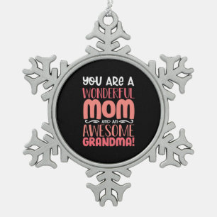 Mother Gift   Proud Wonderful Mum Birthday Snowflake Pewter Christmas Ornament