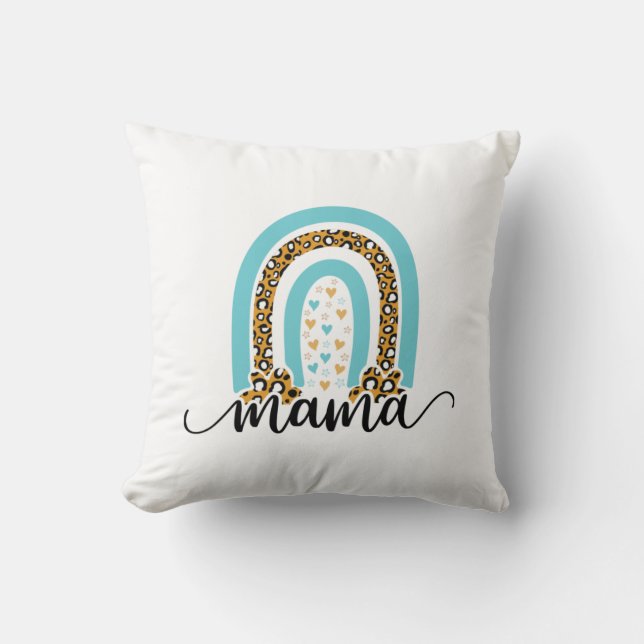 Mother Gift Rainbow Leopard Mama Cushion (Front)
