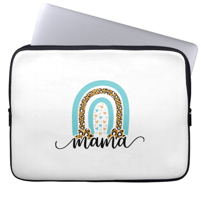 Mother Gift Rainbow Leopard Mama Laptop Sleeve (Front)