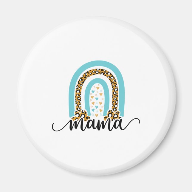 Mother Gift Rainbow Leopard Mama Magnet (Front)