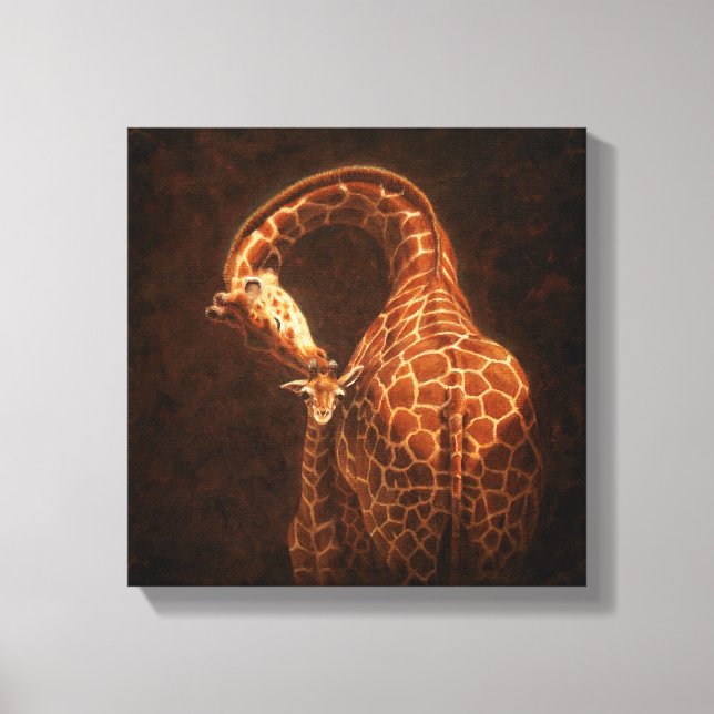 Mother Giraffe and Baby Canvas Print (Front)