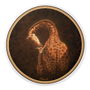 Mother Giraffe and Baby Ceramic Knob