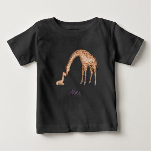 Mother giraffe and calf baby T-shirt (colour)