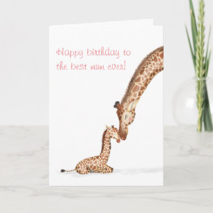 Mother giraffe and calf birthday card for mum