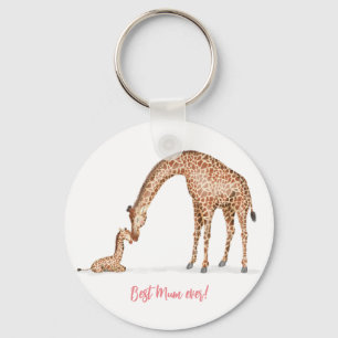 Mother giraffe and calf Mother's Day keyring