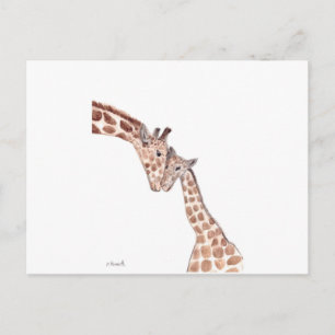 Mother giraffe with baby postcard