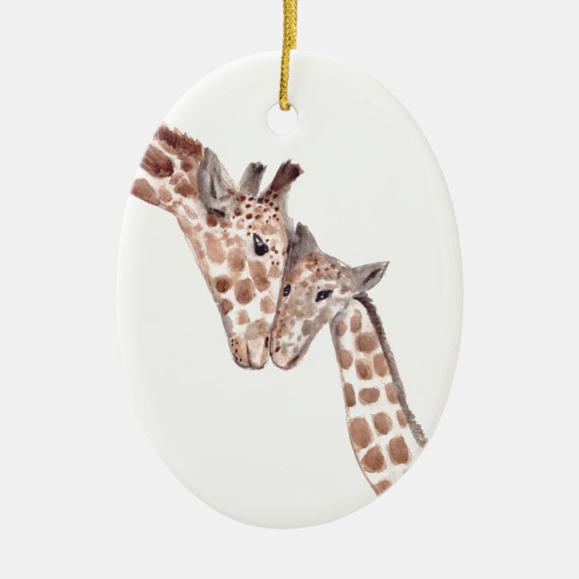 Mother giraffe with baby Safari Animal Wildlife  Ceramic Tree Decoration (Front)