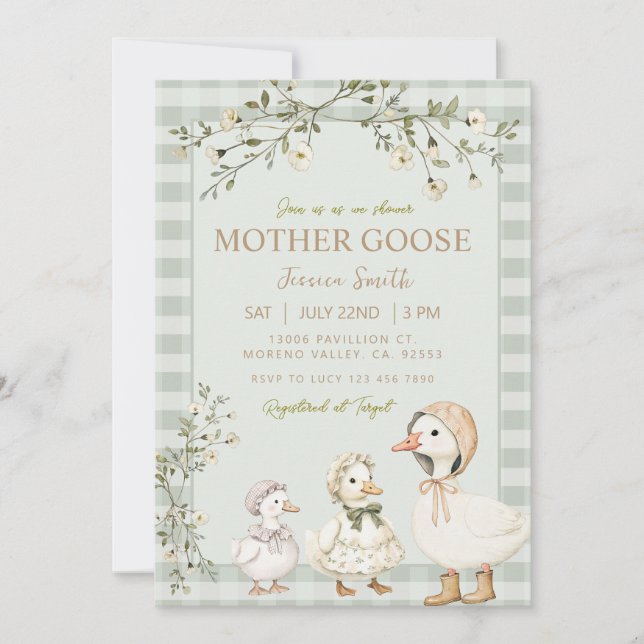 Mother Goose and Gosling Baby Shower Invitation (Front)