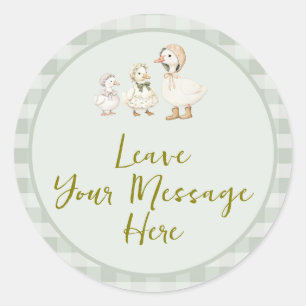 Mother Goose and Gosling Baby Shower Your Message Classic Round Sticker