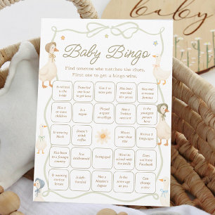 Mother Goose Baby Shower Find the Guest Bingo Game Invitation