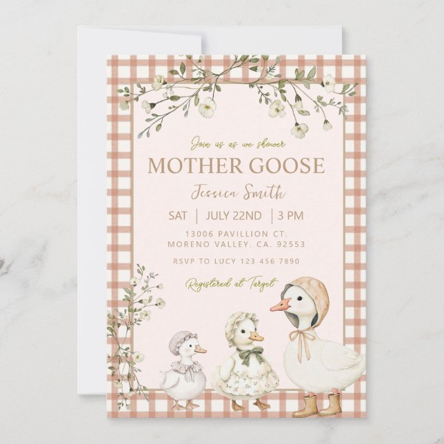 Mother Goose Baby Shower Gender Neutral Invitation (Front)
