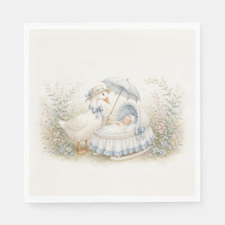 Mother Goose Blue Baby Cradle Baby Shower Napkin