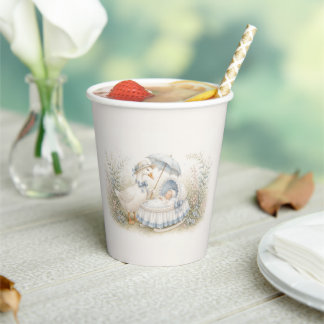Mother Goose Blue Baby Cradle Baby Shower Paper Cups