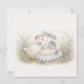 Mother Goose Blue Baby Cradle Congratulations Card