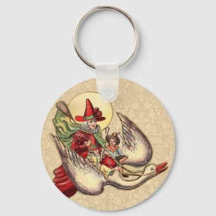 Mother Goose Child Antique Illustration Key Ring