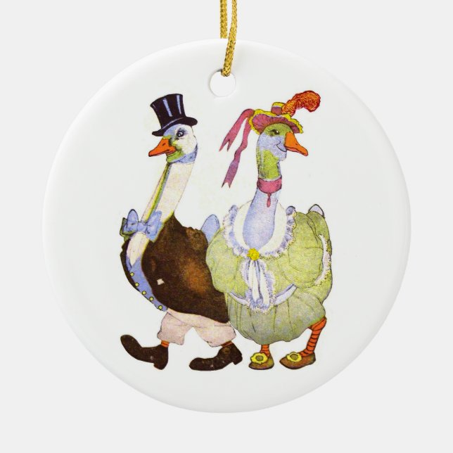 Mother Goose & Father Gander Ceramic Tree Decoration (Front)