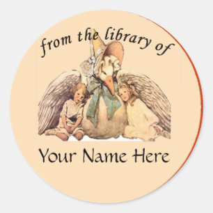 Mother Goose From the Library of Bookplate Classic Round Sticker