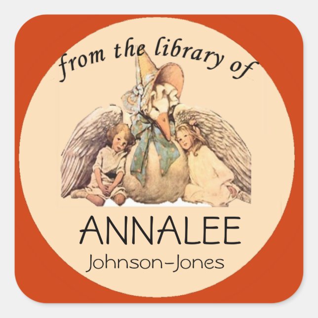 Mother Goose From the Library of Bookplate Square Sticker (Front)