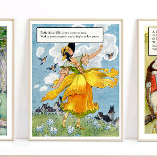 Mother Goose Nursery Rhyme Daffy Down Dilly Poster
