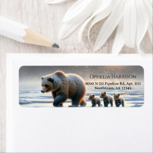 Mother Grizzly Baby Bear Cubs Frozen Arctic Tundra