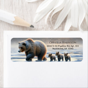 Mother Grizzly Baby Bear Cubs Frozen Arctic Tundra