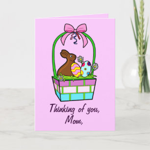 Mother Happy Easter Eggs, Bunny and Bow Holiday Card