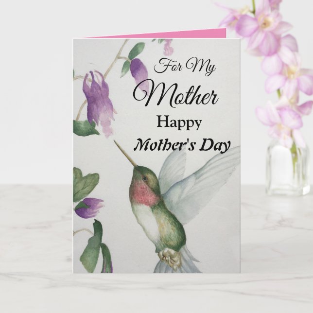Mother Happy Mother's Day Pretty Hummingbird Card (Orchid)