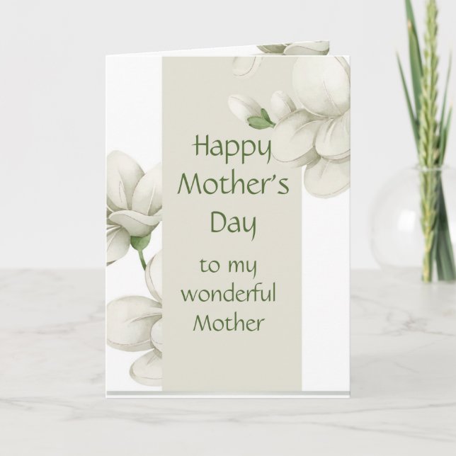 Mother Happy Mother's Day White Flowers Floral Holiday Card (Front)