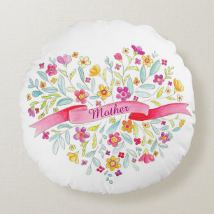 Mother heart bouquet throw pillow
