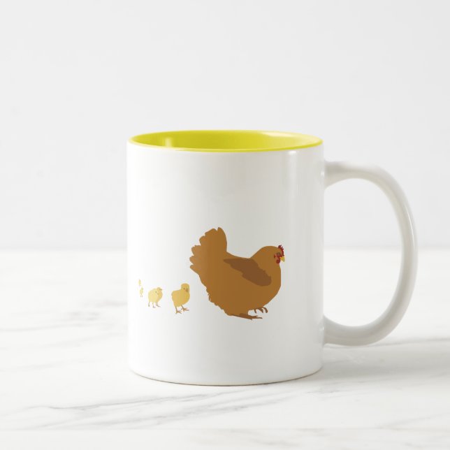 Mother Hen and Chicks Two-Tone Coffee Mug (Right)