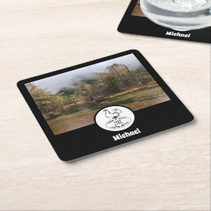 Mother Hen Nesting Name Tag Egg Photo Square Paper Coaster