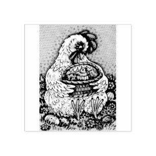 MOTHER HEN"S EASTER BASKET CHICK RUBBER STAMP