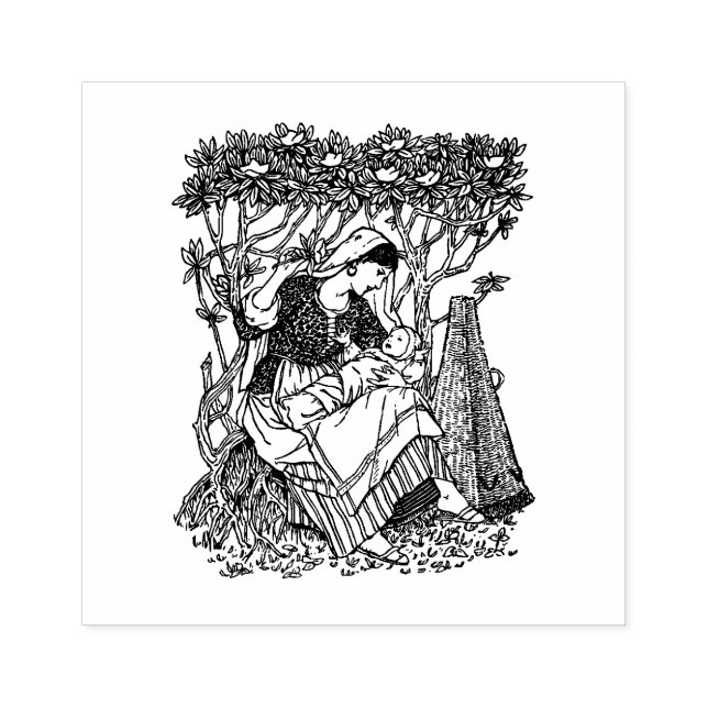 Mother holding Baby Motherhood Vintage Mama Rubber Stamp (Imprint)