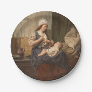 Mother Holding Her Child (by Rudolf Jordan) Paper Plate