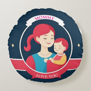 Mother Holding Her Child With Care Round Cushion