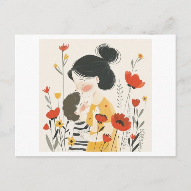 Mother Hugging her Son Postcard (Front)