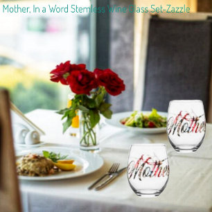 Mother, In a Word Drinkware Set Stemless Wine Glass