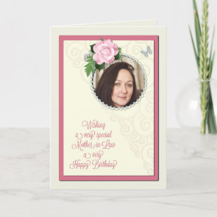 Mother-in-law, add a photo,birthday with a rose card